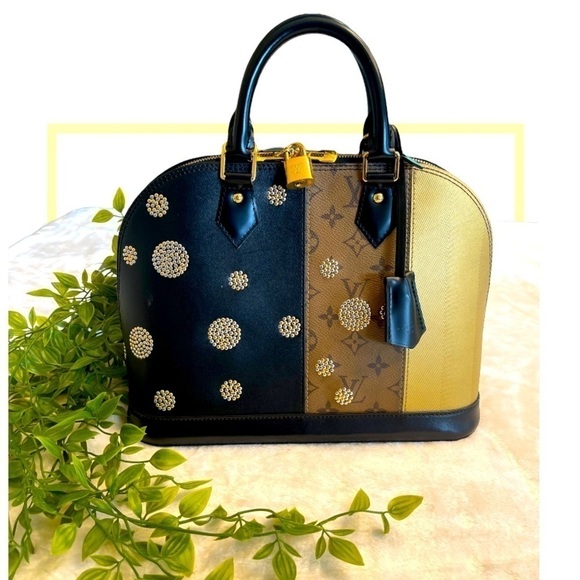 LV LOUIS VUITTON Reverse Monogram Studded Night Lights Alma PM